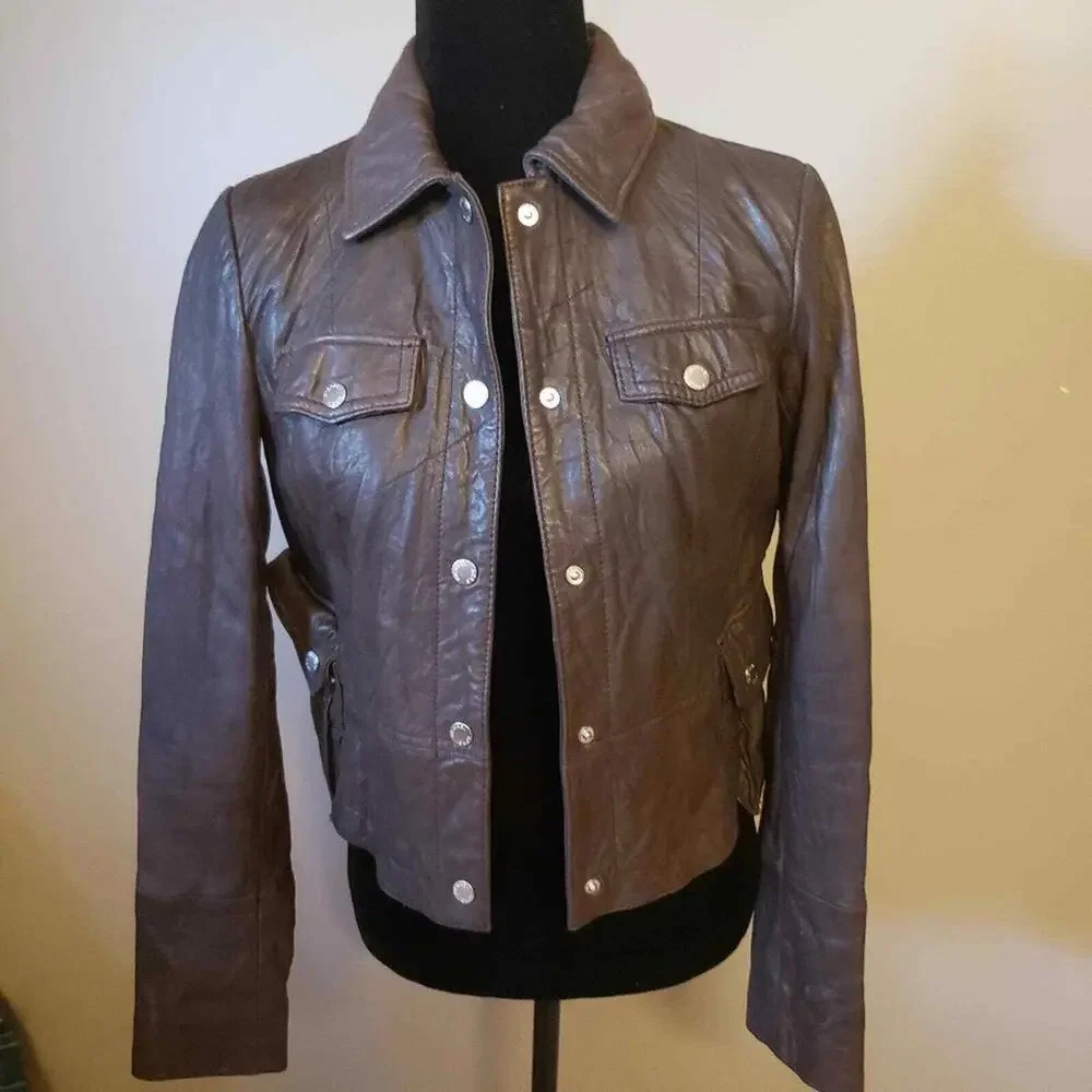 LKNW Michael Kors Brown soft leather jacket coat S